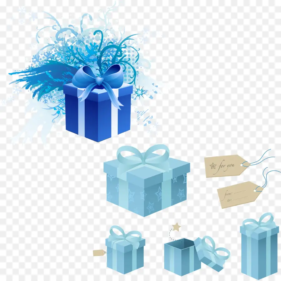 Coffret Cadeau，Bleu PNG