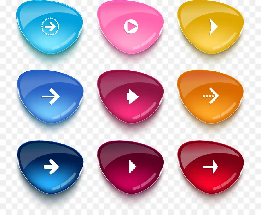 Boutons Colorés，Flèches PNG