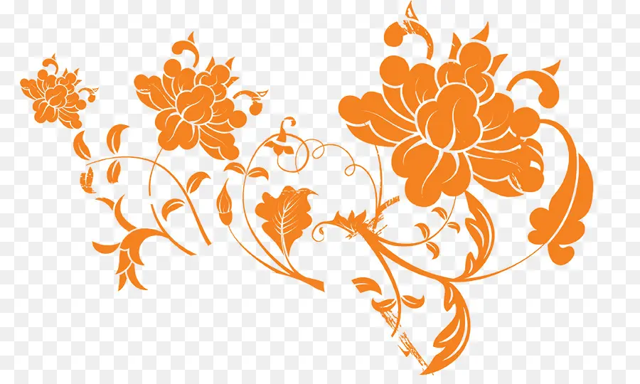 Motif Floral Orange，Fleur PNG