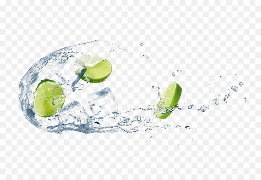 Citron Vert Et Glace，éclaboussure D'eau PNG