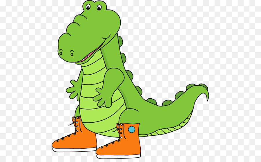 Dinosaure Vert，Chaussures Oranges PNG