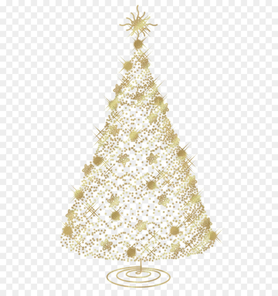 Sapin De Noël Doré，Décorations PNG