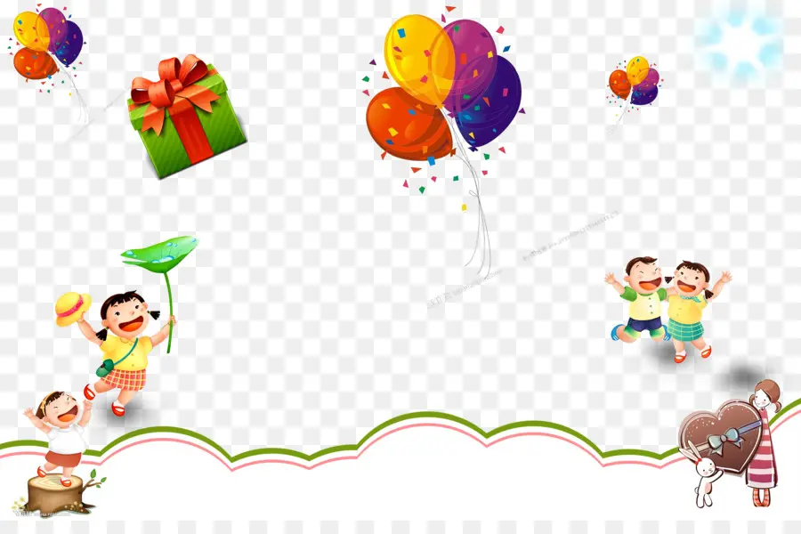 Enfants Avec Des Ballons，Cadeau PNG