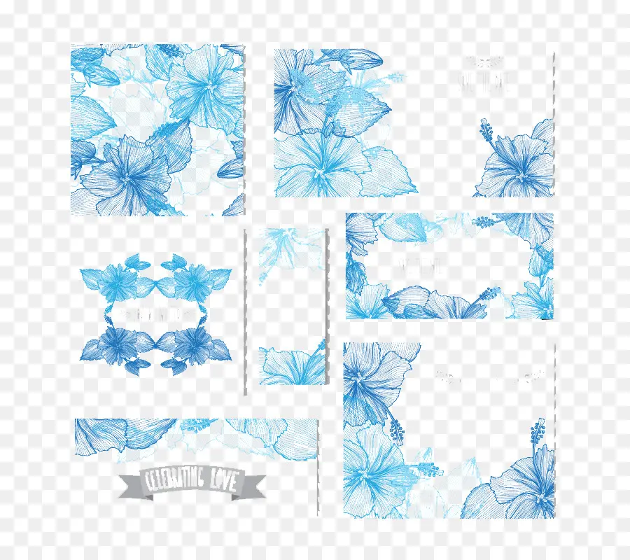 Motifs Floraux Bleus，Fleurs PNG