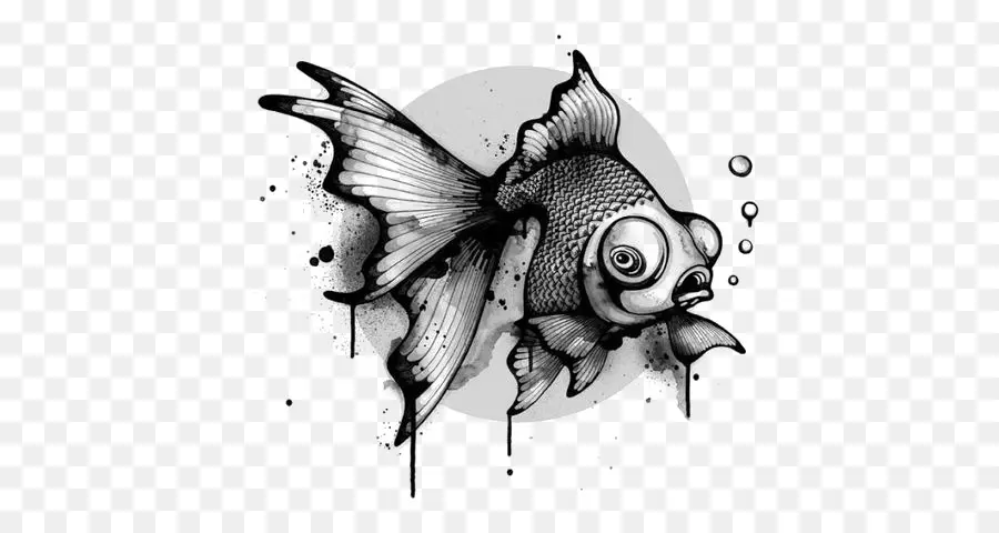 Poisson Noir Et Blanc，Dessin PNG