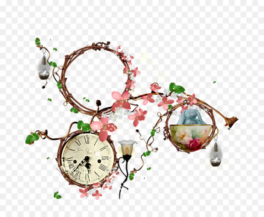 Horloge Florale，Fleurs PNG