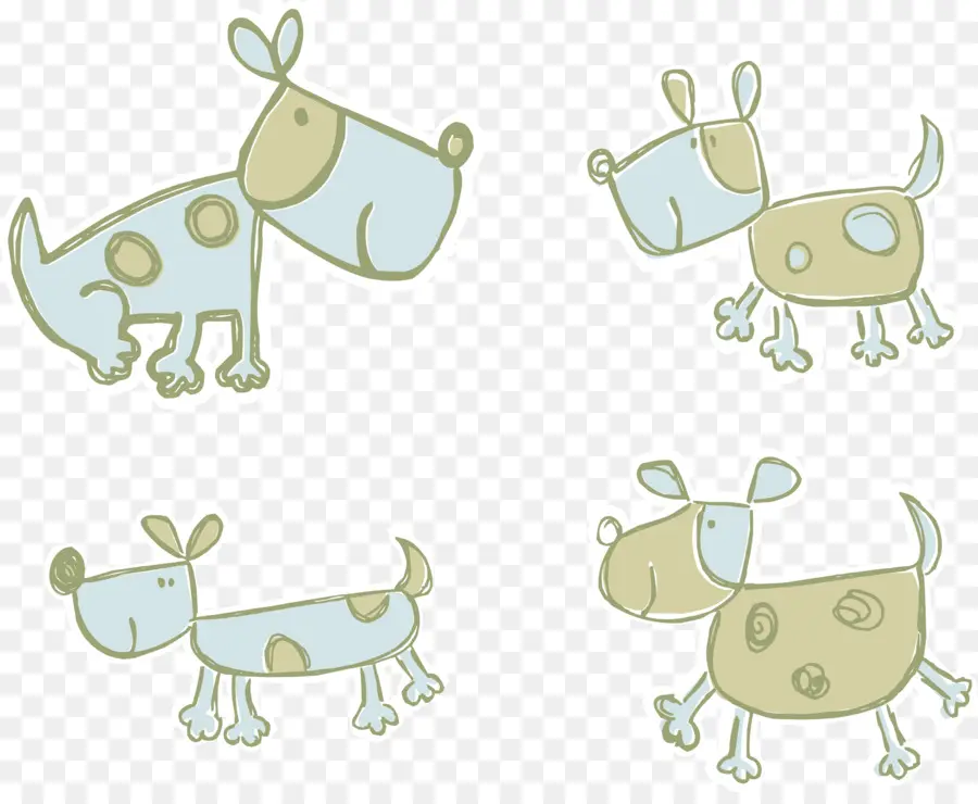 Quatre Chiens De Dessin Animé，Dessin Animé PNG