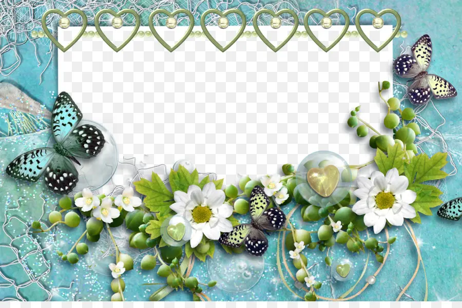 Cadre Floral，Papillons PNG