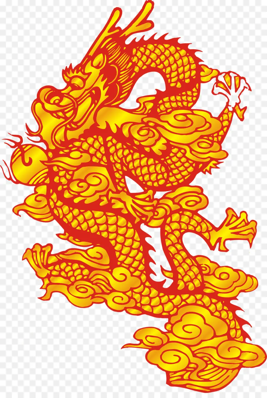 Dragon Rouge Et Jaune，Mythique PNG