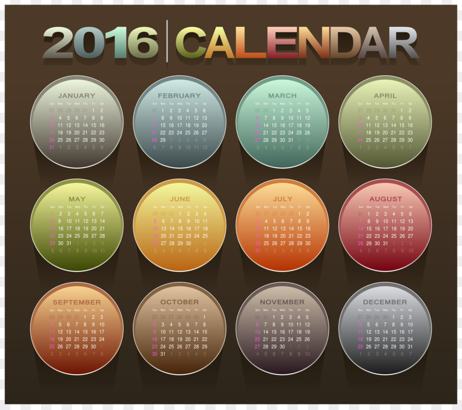 Calendrier，2016 PNG