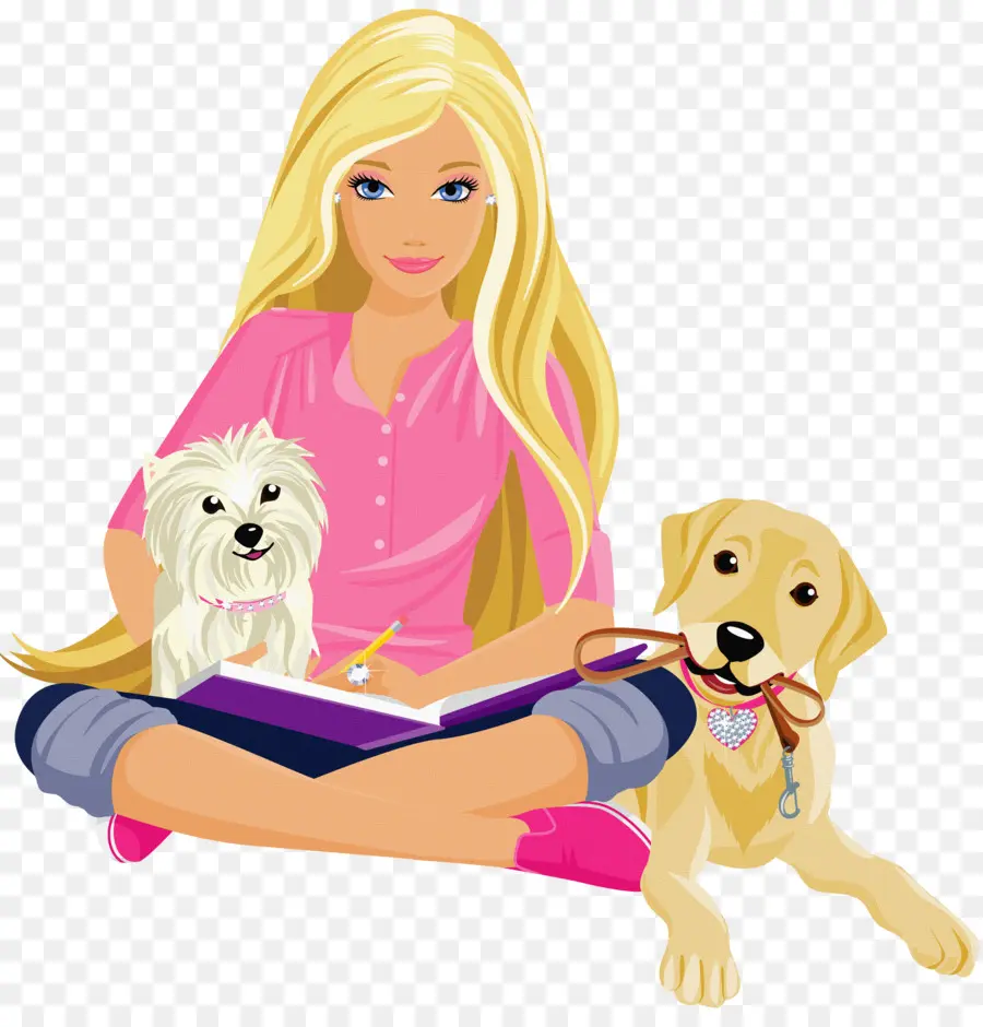 Fille Avec Des Chiens，Cheveux Blonds PNG