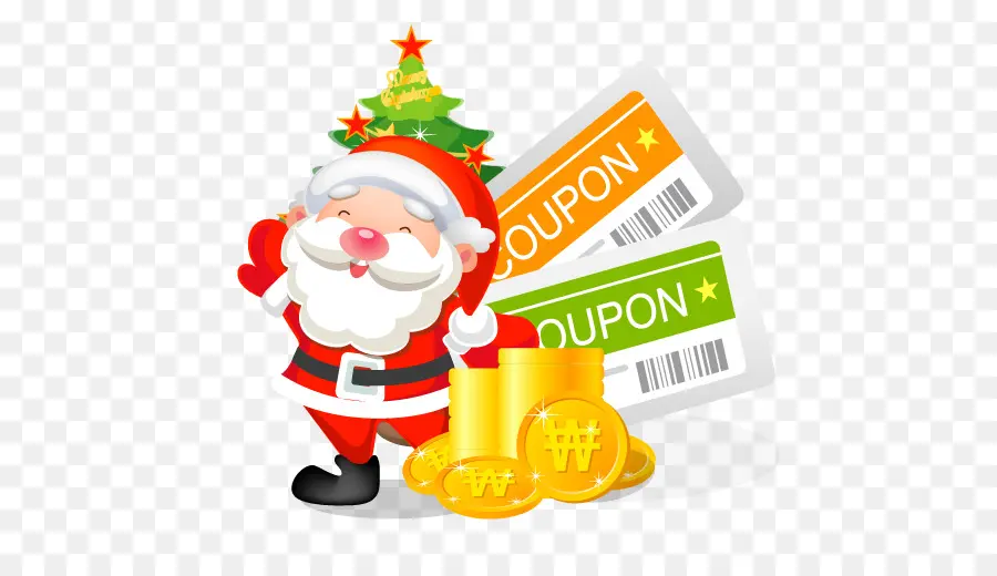 Père Noël Avec Des Coupons，Noël PNG