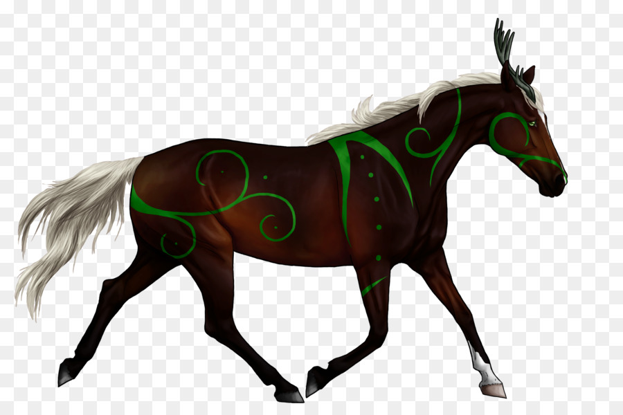 Cheval Décoré，Motifs Verts PNG