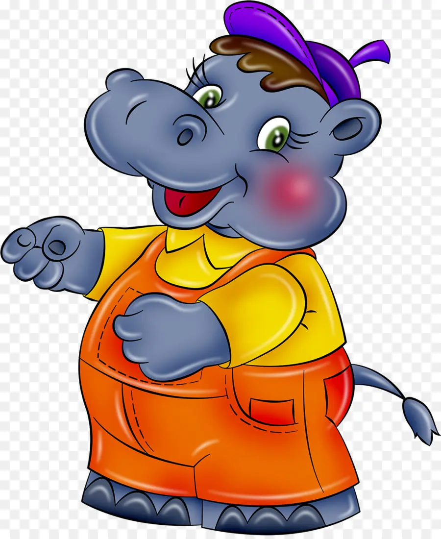 Hippopotame En Salopette，Dessin Animé PNG