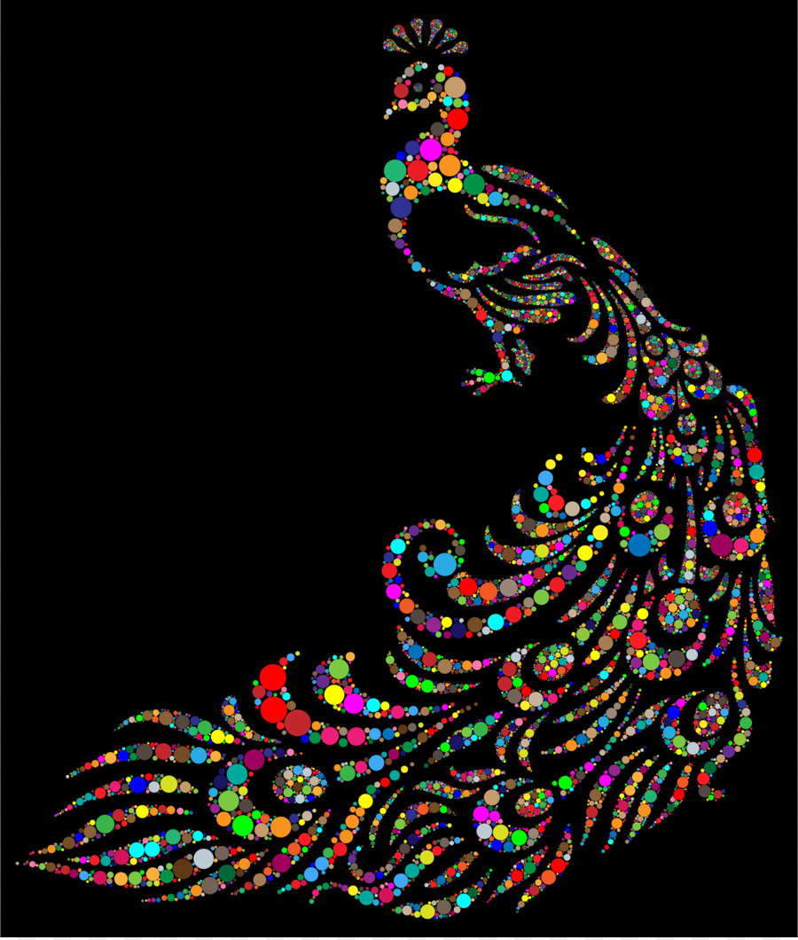 Art De Paon Coloré，Oiseau PNG