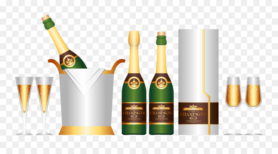 Bouteilles De Champagne，Lunettes PNG