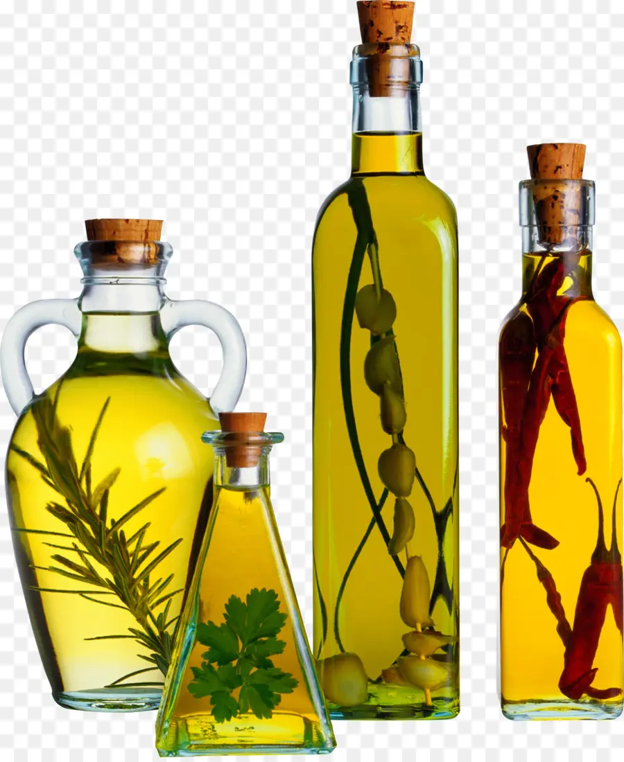 Bouteilles D'huile Infusée，Herbes PNG