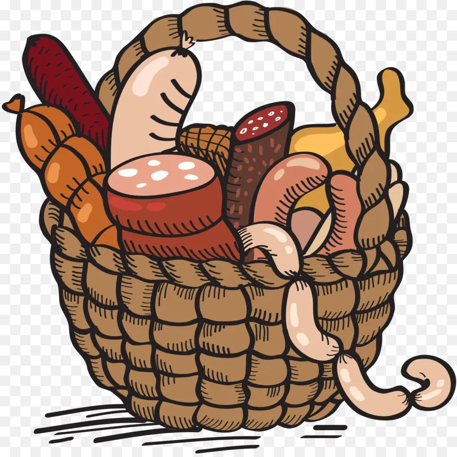 Panier De Saucisses，Viande PNG