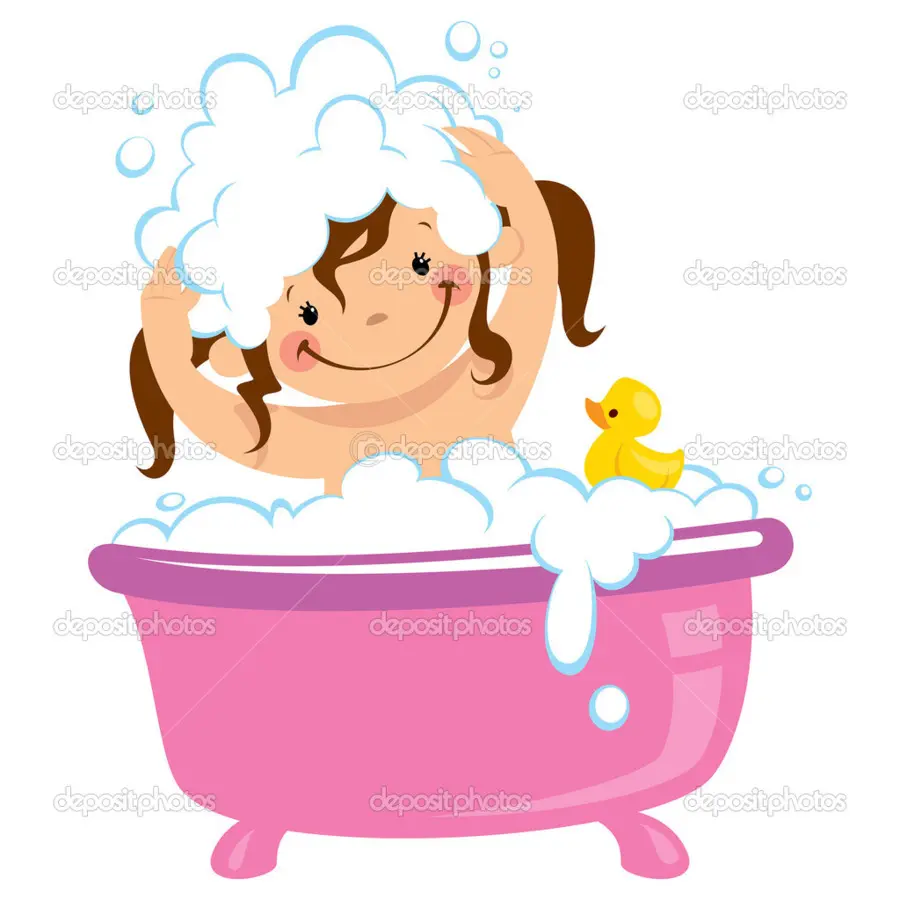 Fille Dans Une Baignoire Rose，Bulles PNG