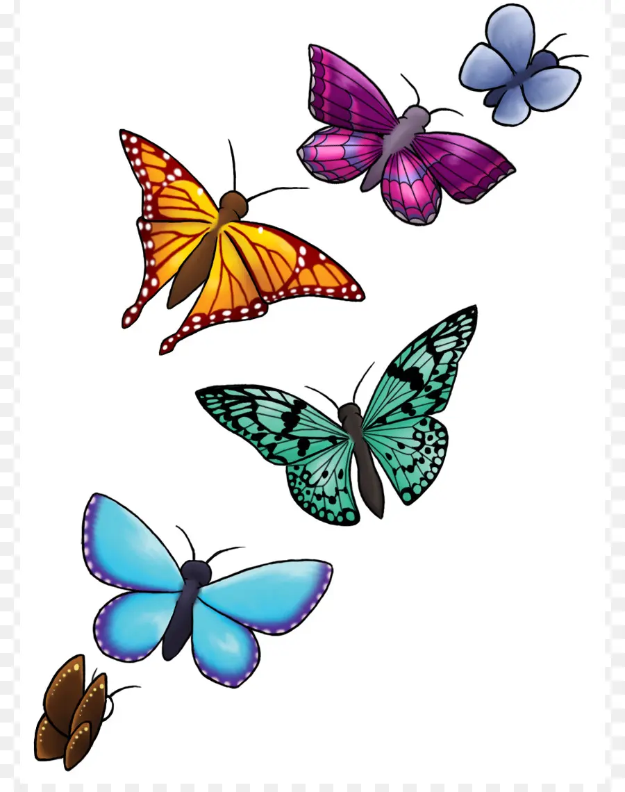 Papillons Colorés，Vol PNG