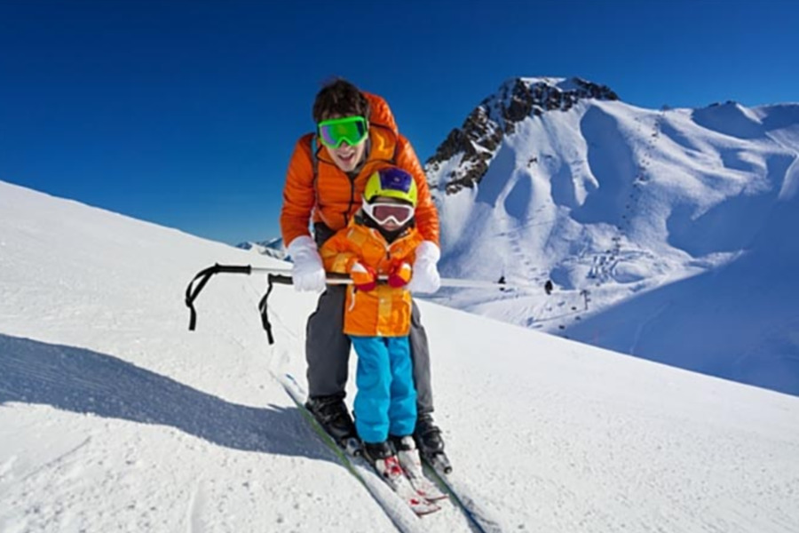 Ski Parent Et Enfant，Montagne PNG