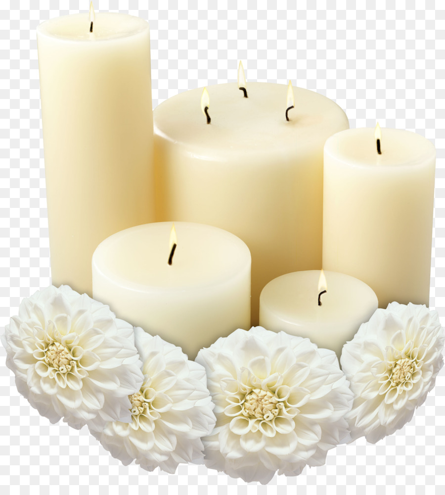 Bougies Et Fleurs，Bougies Blanches PNG