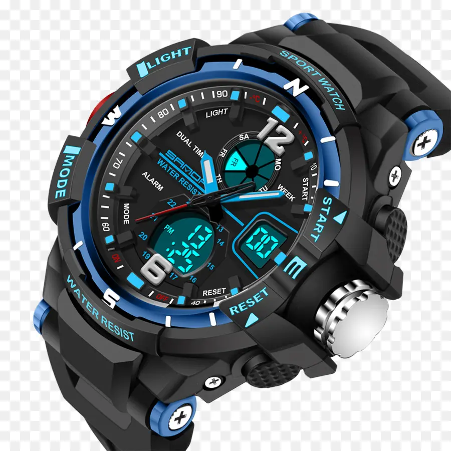 Montre Sport Noire Et Bleue，Numérique PNG