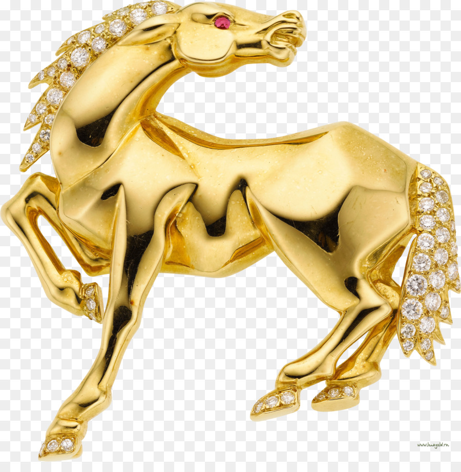 Broche Cheval En Or，Épingle PNG