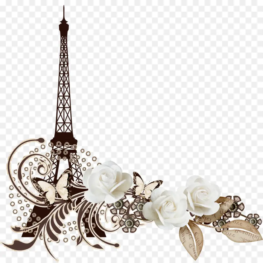 Tour Eiffel Avec Des Fleurs，Paris PNG