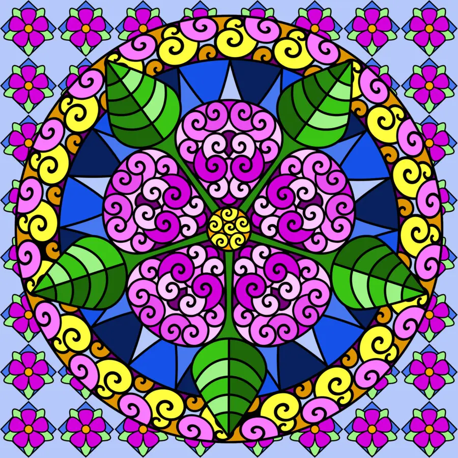 Mandala Coloré，Modèle PNG