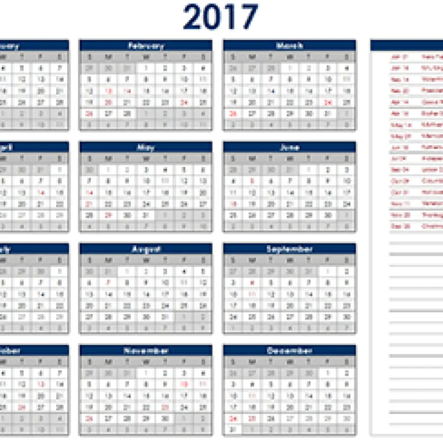 Calendrier，2017 PNG