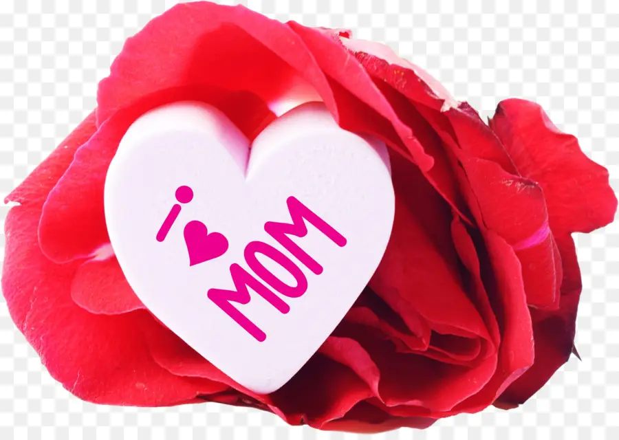 Coeur Avec 'j'aime Maman'，Rose PNG