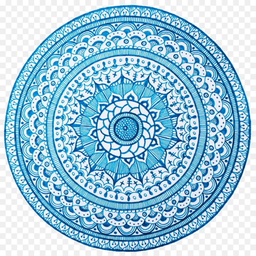 Mandala Circulaire Bleu，Modèle PNG