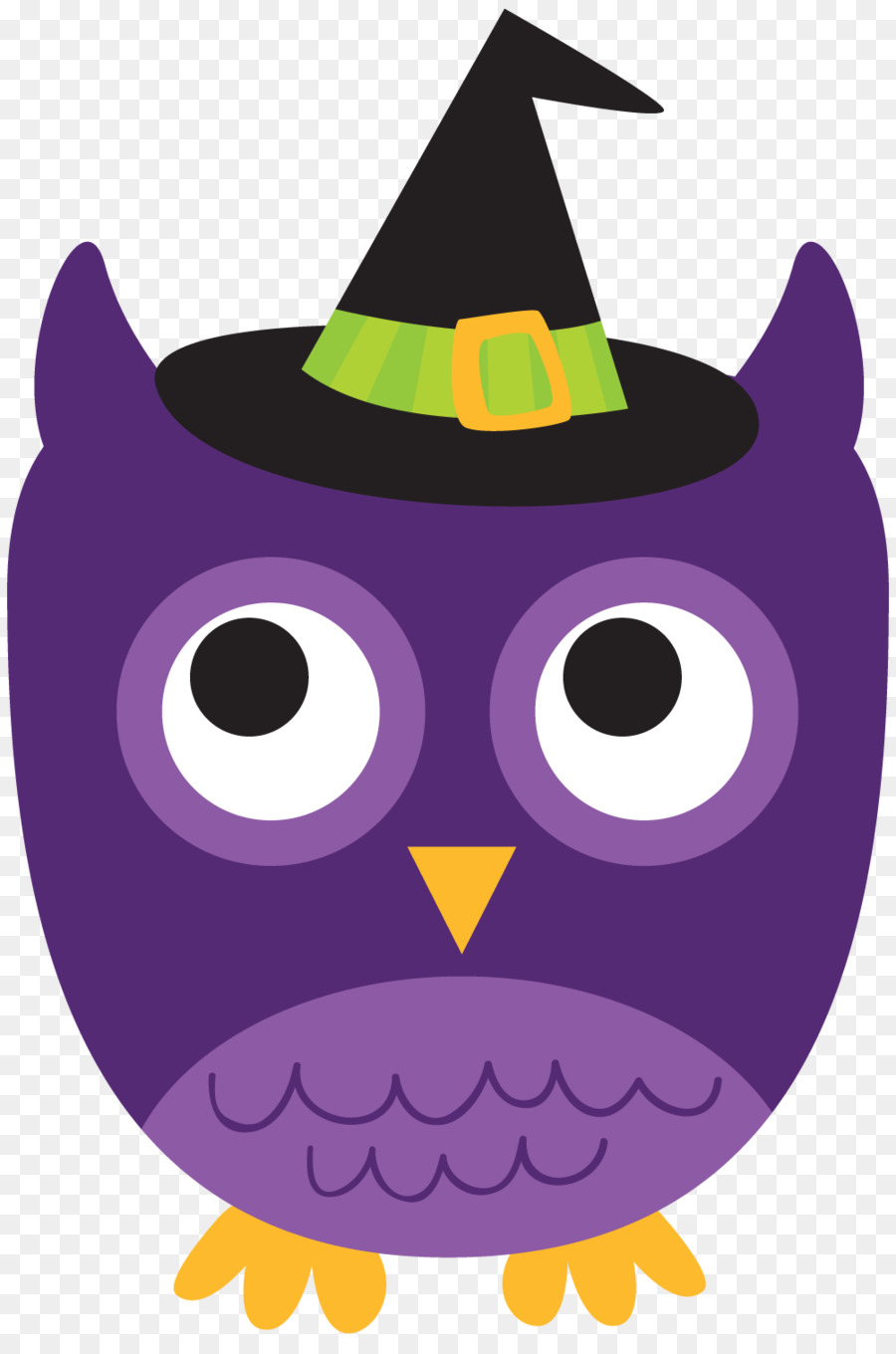 Hibou Violet Avec Chapeau De Sorcière，Halloween PNG