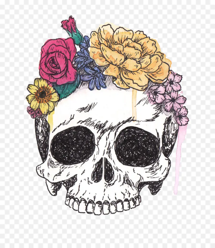 Crâne，Fleur PNG