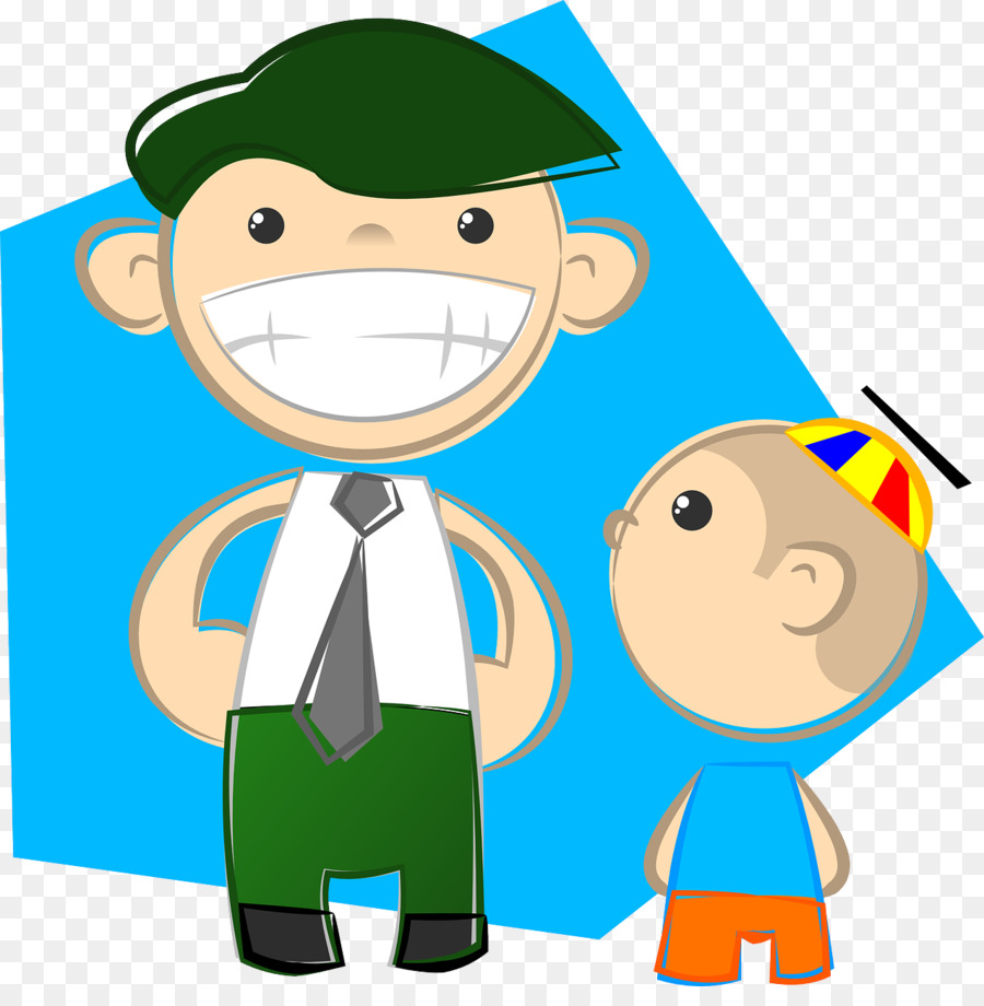 Homme Et Enfant，Dessin Animé PNG