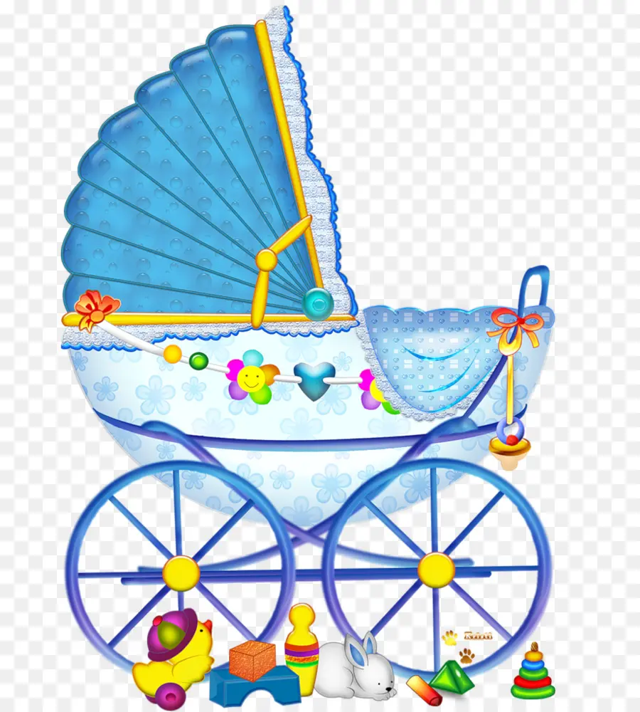 Poussette Bébé，Bleu PNG