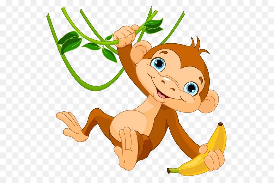 Singe De Dessin Animé，Banane PNG