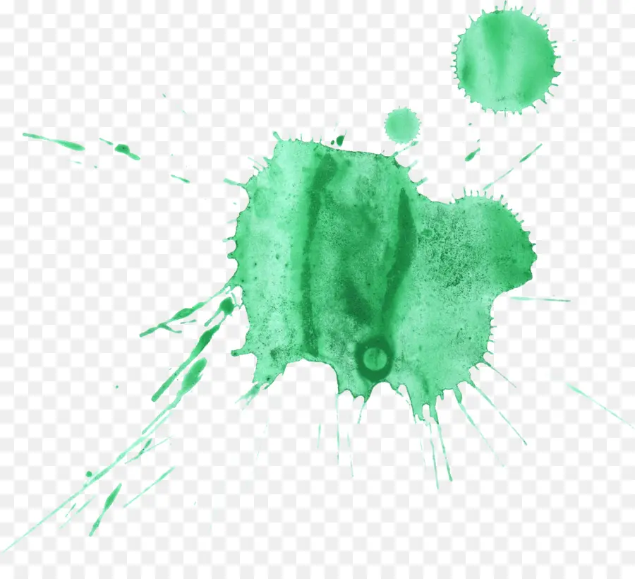 Éclaboussure De Peinture Verte，Aquarelle PNG