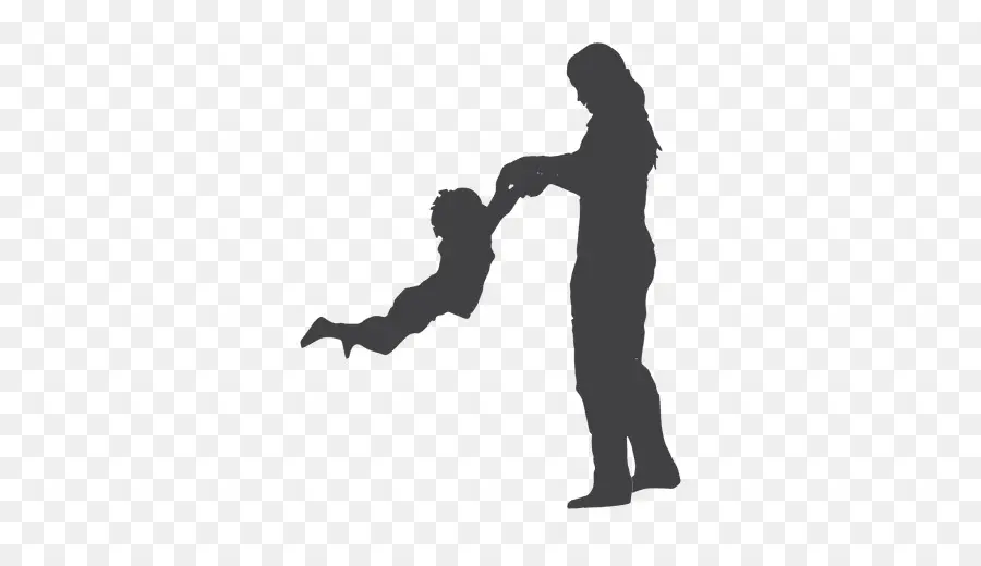 Silhouette De Mère Et D'enfant，Famille PNG