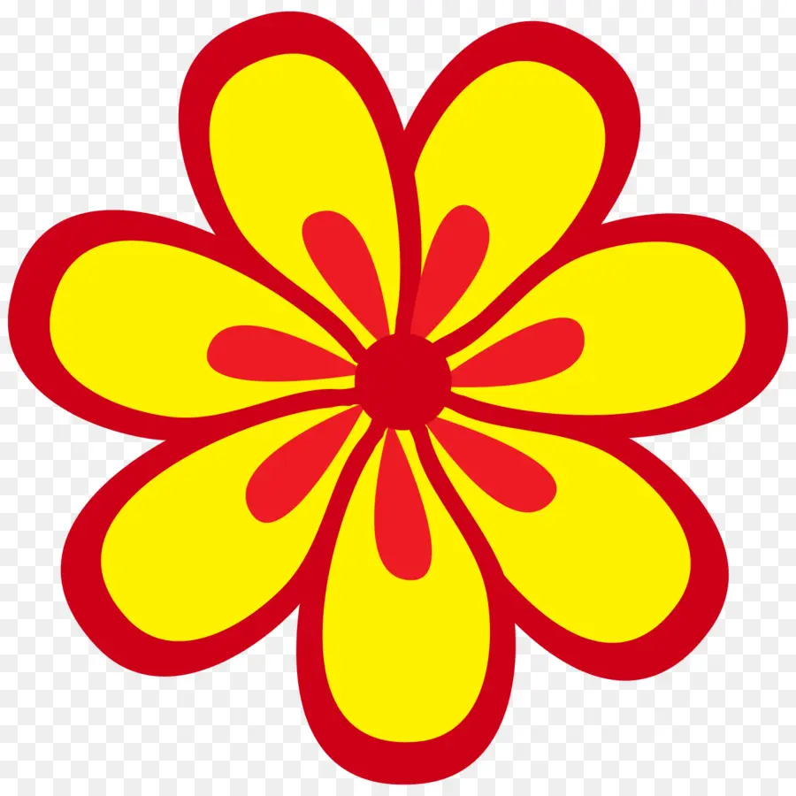 Fleur Jaune，Contour Rouge PNG