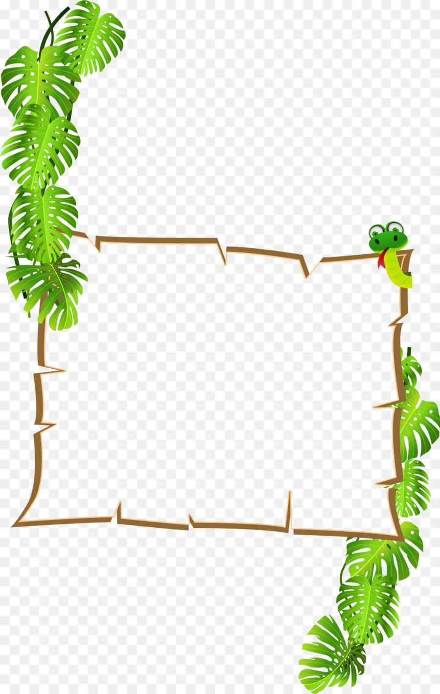 Cadre De La Jungle，Feuilles PNG