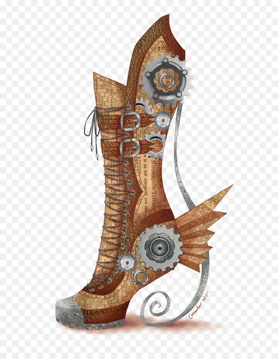 Botte Steampunk，Engrenages PNG