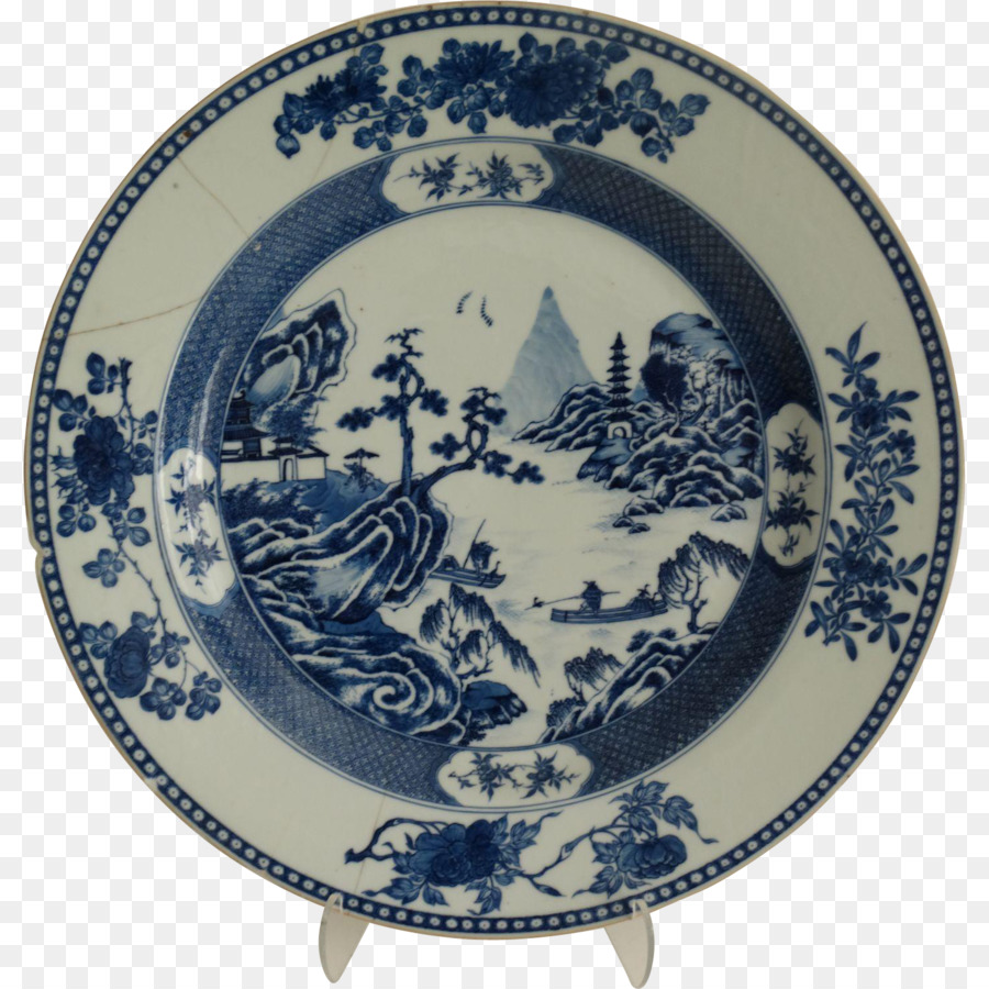 Assiette Décorative Bleue，Céramique PNG