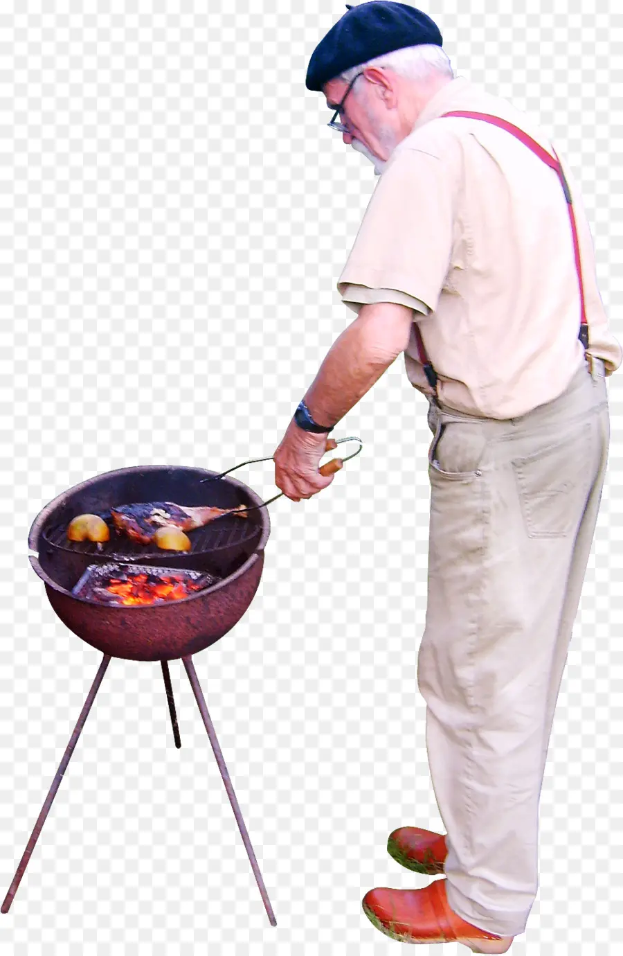 Homme Grillant，Barbecue PNG