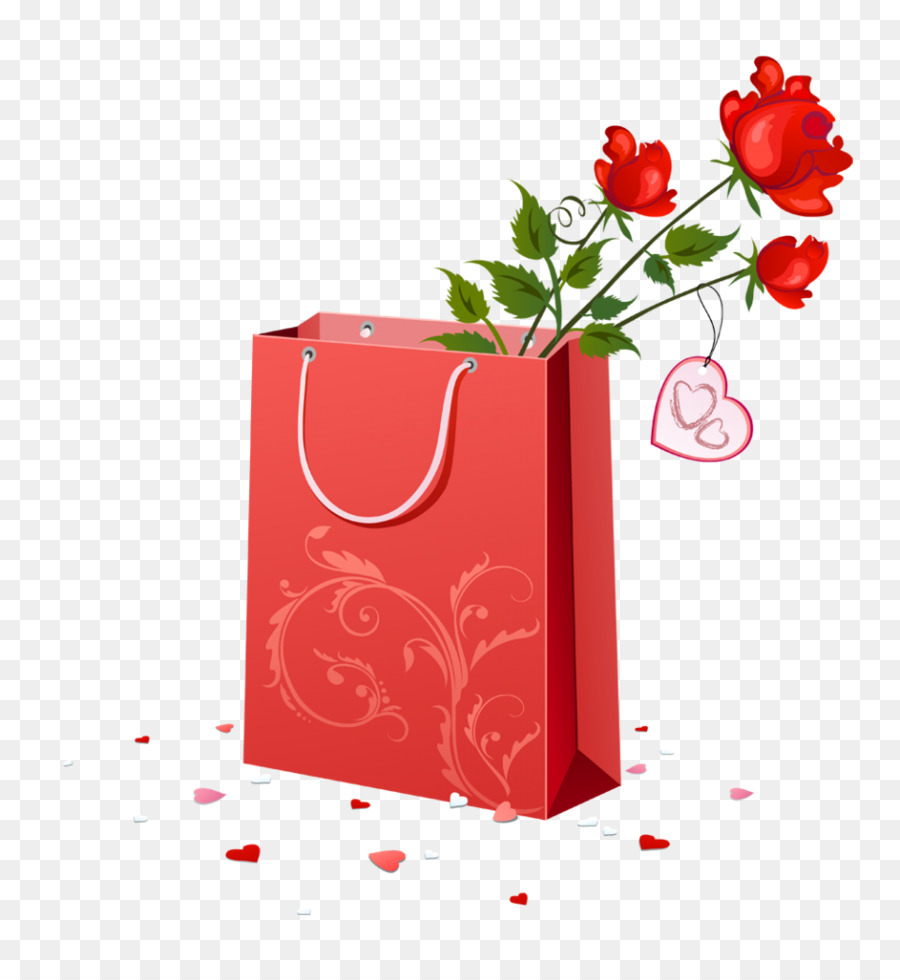 Sac Cadeau Rouge，Roses PNG