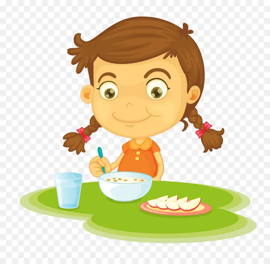 Fille Mangeant Le Petit Déjeuner，Petit Déjeuner PNG