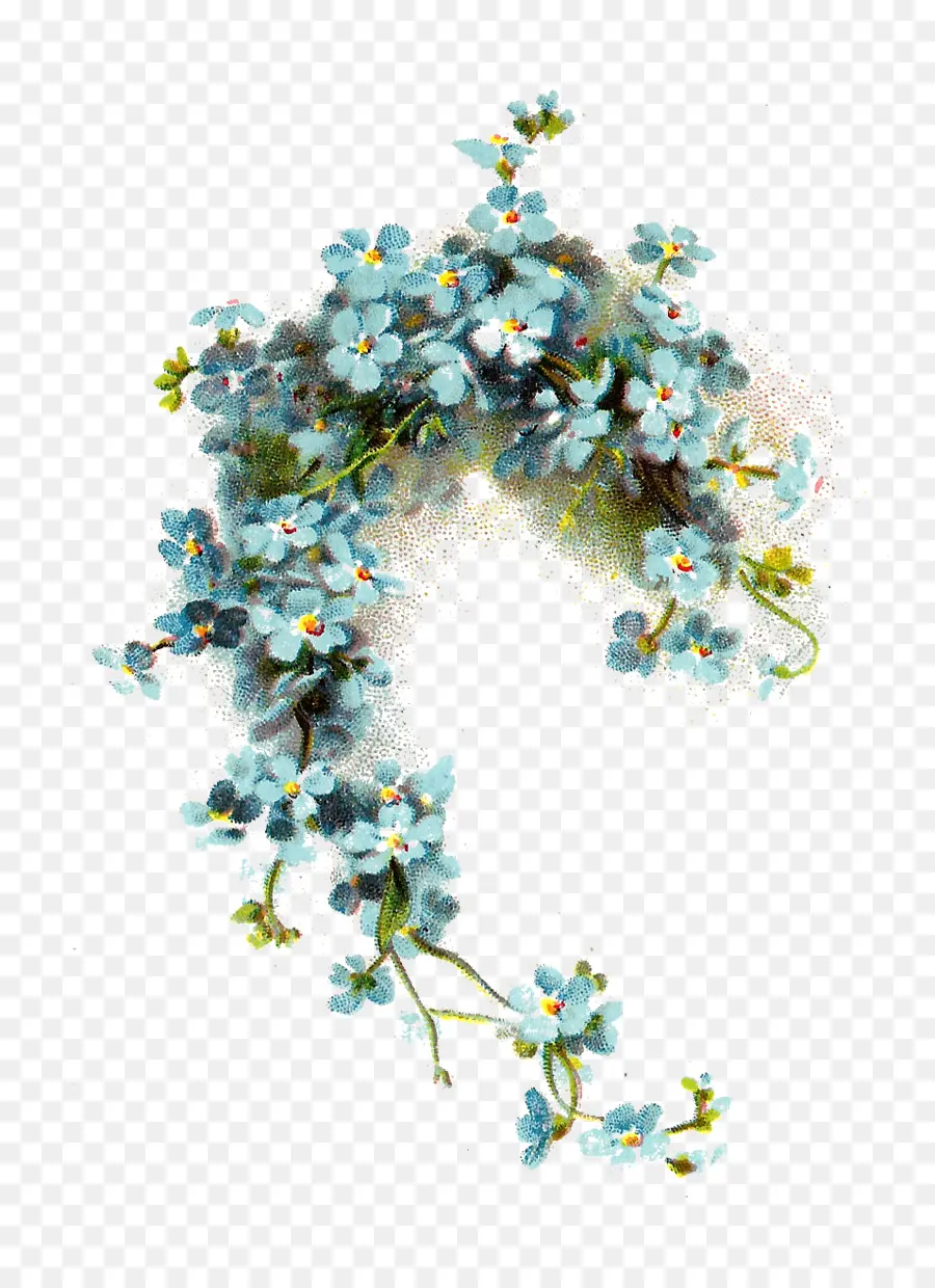 Guirlande De Fleurs Bleues，Fleurs PNG