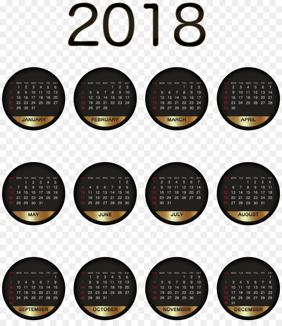 Calendrier 2018，Mois PNG