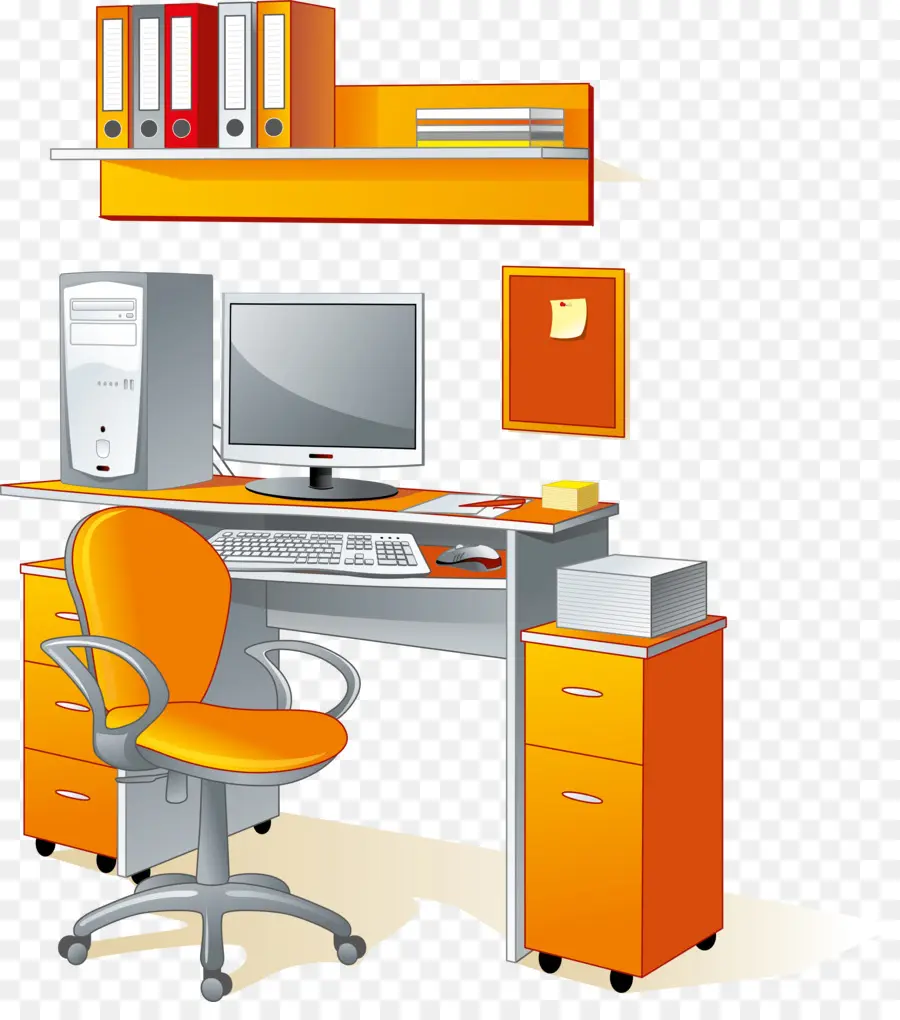 Chaise De Bureau Orange，Bureau PNG